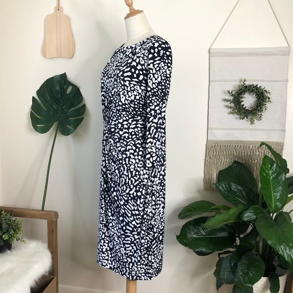 Adriana Papell | Navy & White Leopard Print Sz. 14 - Picture 2 of 14